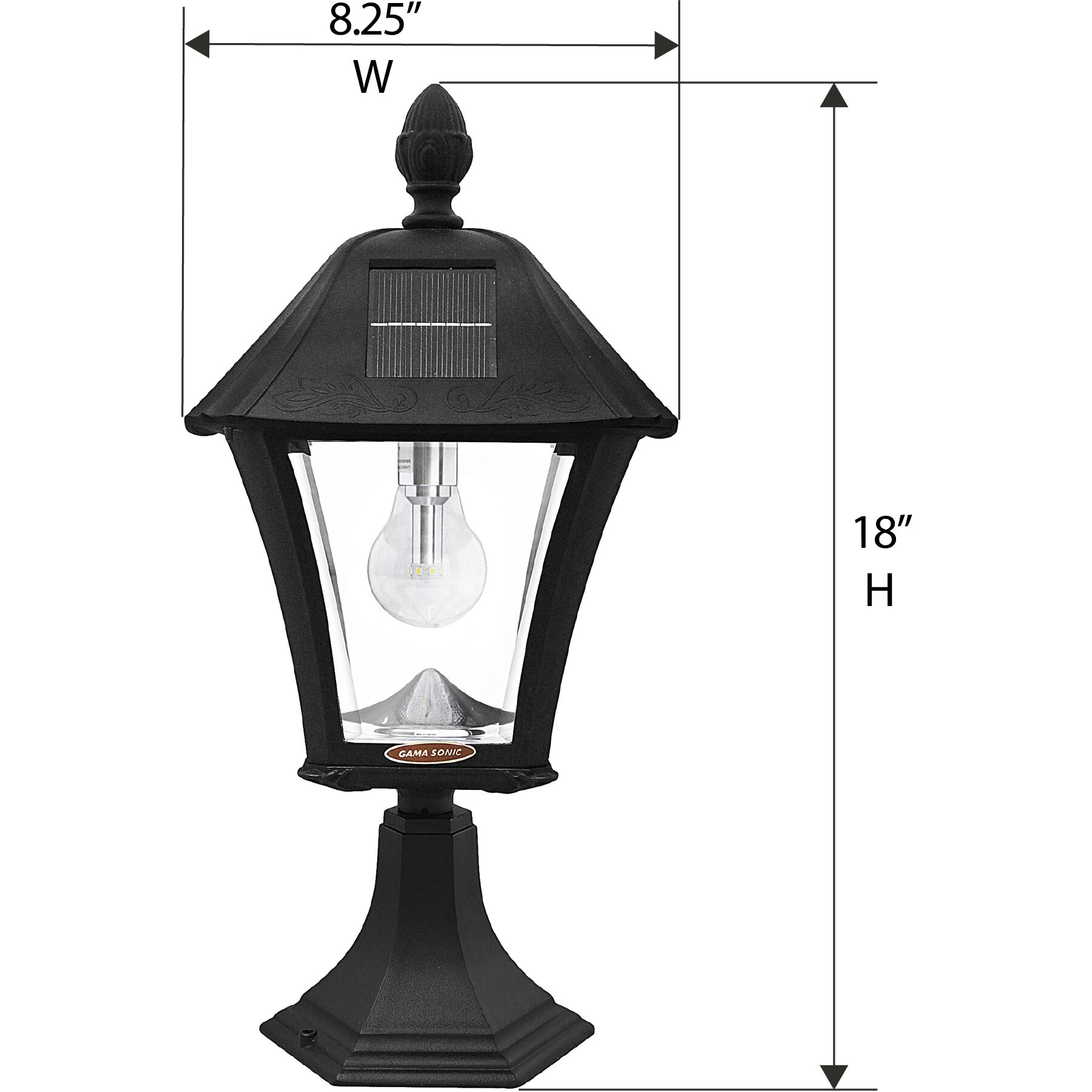 Baytown LED 17 inch Black Outdoor Post Light, Solar
